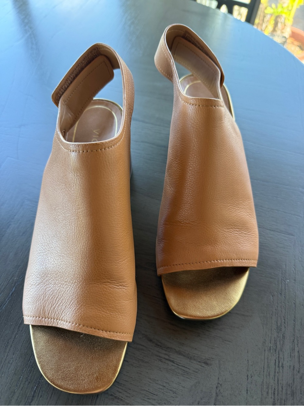 Vionic Valencia Leather Slingback Block Heel Sandals